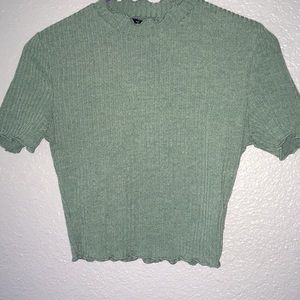 Greenish ruffled crop top